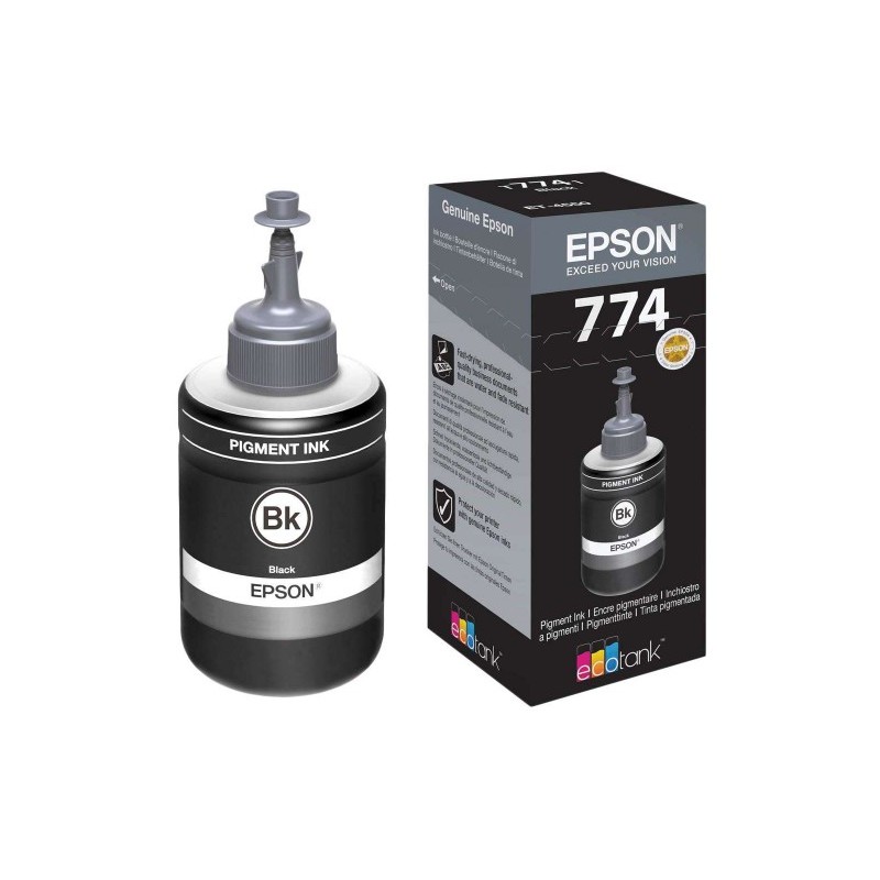Botella de tinta Epson 774 (T774120), 140ml, tinta negra, para impresoras  Epson WorkForce M105 / M205. – T\u0026T MEGA REPRESENTACIONES